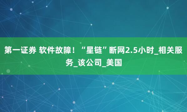 第一证券 软件故障！“星链”断网2.5小时_相关服务_该公司_美国